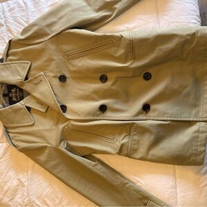 Vintage Express Men's Olive Double-Breasted Trench Coat